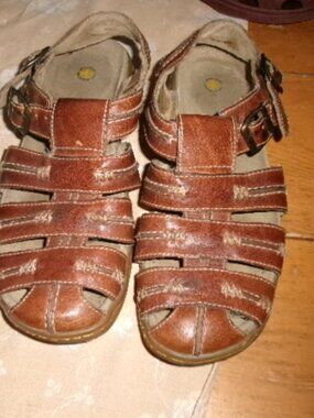 Womens y2k boho hippie fisherman Dr Marten's arch soul wedged sandals sz 10